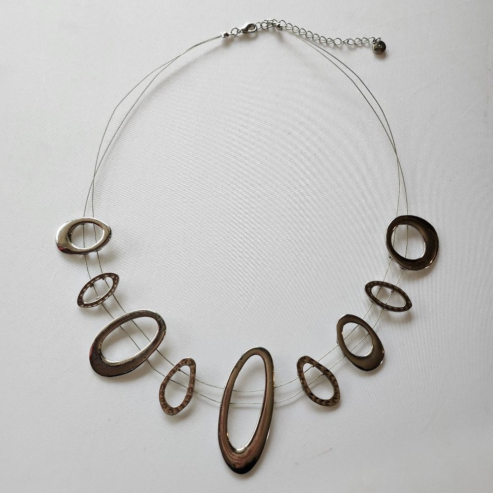 Silver Geometric Shape Choker Style Necklace